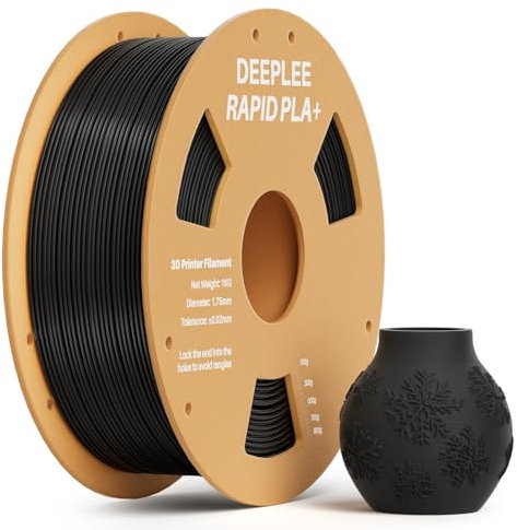 DEEPLEE Rapid PLA Plus Filament 1.75mm, High Speed 3D Drucker Filament up to 600mm/s, PLA+ Filament Maßgenauigkeit +/- 0.02 mm für die meisten FDM 3D Drucker, Schwarz 1KG