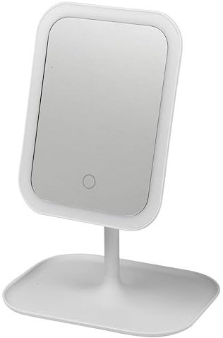 URBNLIVING Cosmetic Free Standing Battery Operated Mirror LED Light Travel Makeup Bathroom Shaving Dressing Portable Rectangular Table Glass for styling Hair Beauty or Plucking Eyebrow