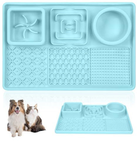 Slow Feeder Bowl Anti-slip Licking Mat for Medium Dogs and Puppies, Slow Feeding Lick Mat for Dogs and Cats Training Anxiety Boredom Relief (Green)