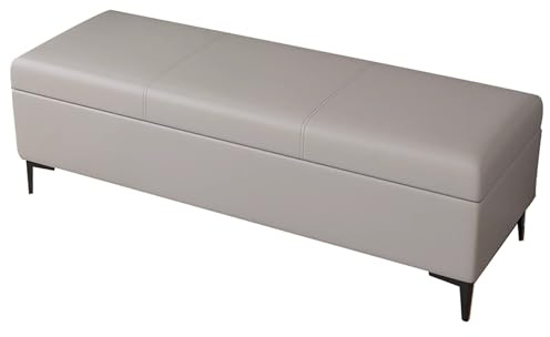 ZPRYZHD Leder-truhenbank, Wohnzimmer-Fußhocker, Sitzbank mit Stauraum, Mehrere Farben, für Wohnzimmer, Schlafzimmer(Gray,63in/160cm)