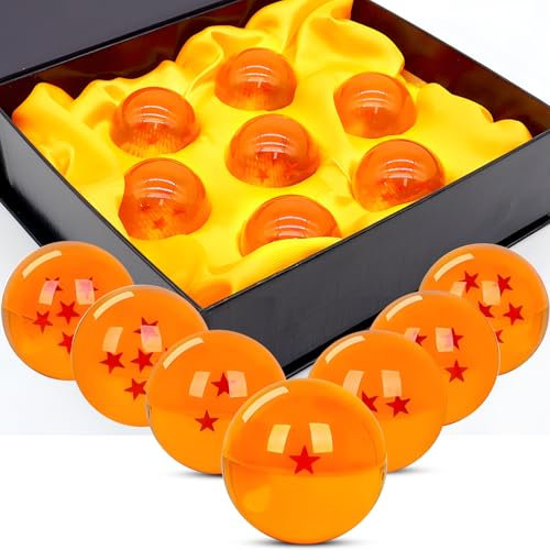 GEERDAN Bolas del Dragón, 7 PCS Dragon Bola 1 a 7 Estrellas, Dragon Bola Diámetro 4.3cm, con Caja de Regalo, Ideal para Decoración del Hogar, Coleccionar o Regalar a Niños y Fans del Anime