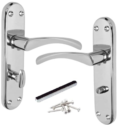 Betley Butterfly London Astrid Twist Door Handle, Polished Chrome, Lever on Backplate Bathroom Lock Handles, 179mm x 40mm with Fixings