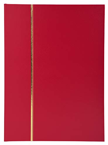 Exacompta 26143E Premium Briefmarken-Sammel-Album Classic mit 32 schwarzen Seiten Einsteckbuch aus Halbleder für Ihr Hobby Briefmarkenalbum rot