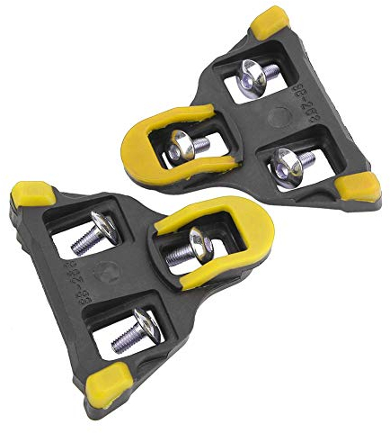 VGEBY1 1 Paar Bike Cleats, Shimano Cleats Selbstsichernde Fahrrad Pedal Cleats Radfahren Pedal Adapter mit Schrauben, Unterlegscheiben, Schraubenschlüssel für Rennrad Mountainbike(Gelb)