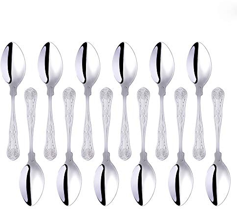Buyer Star, 12 cucchiai da dessert, set di posate classiche in acciaio inox, colore argento, per feste