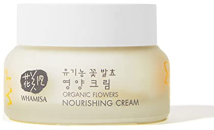 WHAMISA Organic Flowers Nourishing Cream - Zertifizierte Feuchtigkeits-Creme gegen Hautalterung |Dermatest: Exzellent | Korean Skin-Care - Fermentierte koreanische Naturkosmetik | K-Beauty | 51ml