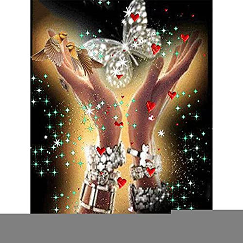 5D Groß Diamant Painting Bilder Voll Kits Schmetterling in der Hand DIY Diamant Malerei nach Zahlen Set Erwachsene kristall Strass Stickerei Kreuzstich Diamond Painting für Home Wall Décor,40X50cm