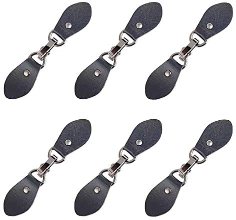 Sweieoni Nähen auf Leder 6 Stücke Schnallen Leder Tab Schnallen Nähknöpfe Leder Knebelknöpfe Verschluss Leder Tab Schnallen Leder Schwarz für Nähknöpfe Mantel Handwerk Dekoration (Schwarz)