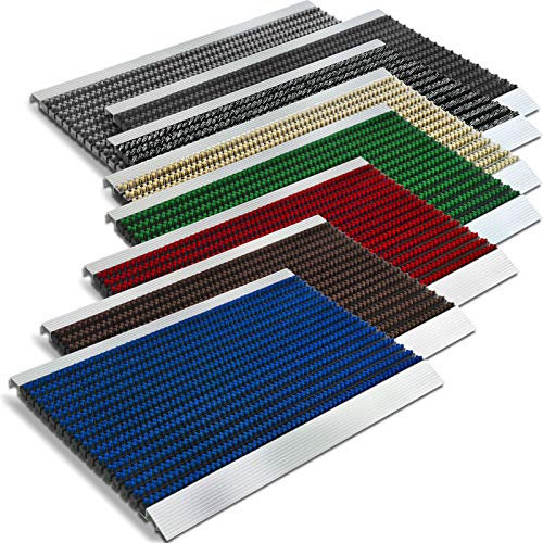 Floordirekt Hochleistungsmatte Profi Brush | Fußabtreter aus Aluminium | robuste Nylonbürsten | Witterungs- und UV-beständig | Fußmatte erhältlich in 8 Bürsten-Farben (50 x 80 cm, Schwarz)