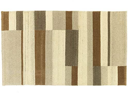 RUG PRINCE Nepal Teppich Handgeknüpft 90x160 Beige Geometrisch Muster Wolle