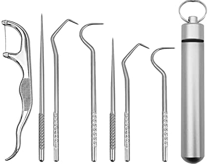 Cure Dent, 7 Pièces Cure Dent Metal, Cure-dents En Titane, Cure-dents En Acier Inoxydable, Portable Toothpick, Porte-cure-dents De Poche En Titane, Titane Cure-dents Porte-clés De Poche