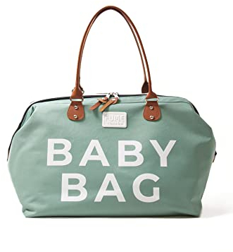 Fume London Baby Bag & Wickeltasche - Stilvolle, Multifunktionale Kliniktasche für Mama | Große, Wasserdichte Diaper Bag für Travel und Mutterschaft (Grün)
