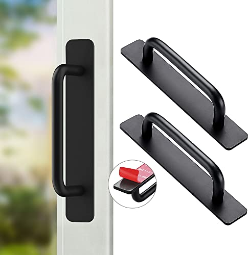 LYCXAMES 2 Piezas Tiradores Autoadhesivos para Muebles,147 mm Tirador de Armario de Aluminio,Dormitorios Manija Autoadhesiva para Puerta y Ventana Tiradores Cocina Armarios Frigorifico Negro