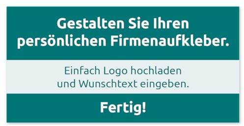 Firmen-Aufkleber mit Logo & Wunschtext selbst gestalten, 112 Stück, PVC-Folie, selbstklebend, wetterfest - Logo-Etiketten mit Firmeneindruck (Rechteckig Querformat 4,5 x 9 cm)