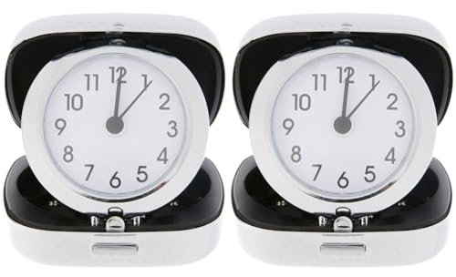 TFA Dostmann Analoger Reisewecker, 60.1012, mit Metallbox für unterwegs, Quarzuhr, Silber, (L) 65 x (B) 70 x (H) 27 (70) mm (Packung mit 2)