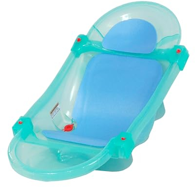 ZEKIWA Baby Badewanne [LEICHT UND ROBUST] das erste Planschbecken für Ihr Baby - Babywanne ausziehbar bs 74cm - bis max 9kg - mit Polsterung - Babywanne Green