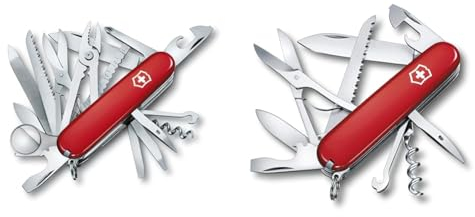 Victorinox, Swiss Champ, Couteau de Poche Suisse, Multifonction, Léger, 33 Fonctions, Grande lame & Huntsman, Couteau de Poche Suisse, Multifonction, Léger, 15 Fonctions, Grande lame