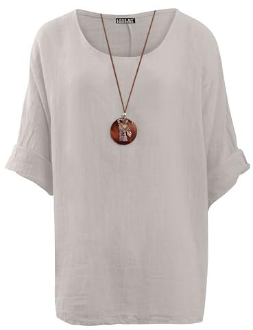 Love My Fashions Women's Italian Tunic Top Round Neck 3/4 Sleeve Plain Casual Lagenlook Top Plus Size UK Fashion Comfortable Oversized Loose Fit Top