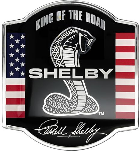 Fan Emblems Shelby Cobra Snake Logo Auto Aufkleber Classic Symbol mit US-Flagge - Größe 10,2 x 11,2 x 0,3 cm - Offiziell lizenziertes GT Mustang Autozubehör