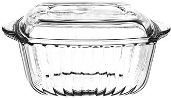 Queensway Home & Dining Glass Casserole Dish with Lid - Oven, Microwave & Freezer Safe, Heat-Resistant, Roasting Bakeware - Durable Borosilicate Glass - 1870ml