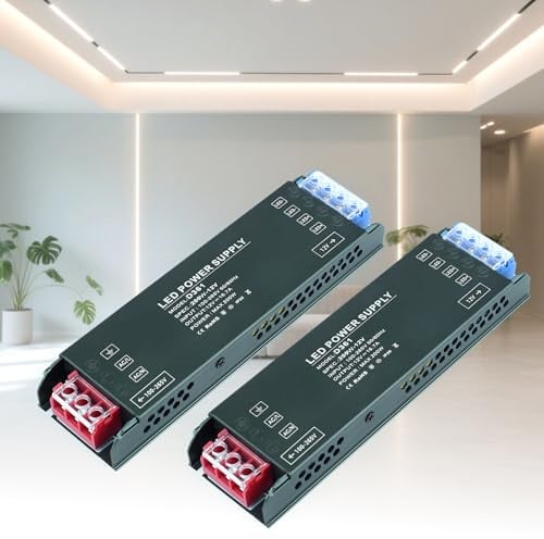 KSIBNW Netzteil 12V 16,6A 200W LED Trafo, Transformator 230V auf 12V Extra Dünn Treiber Netzteil Adapter Schaltnetzteil für LED Streifen, AC 230Volt auf DC 12Volt 16,6A 200W, 2 Stücke