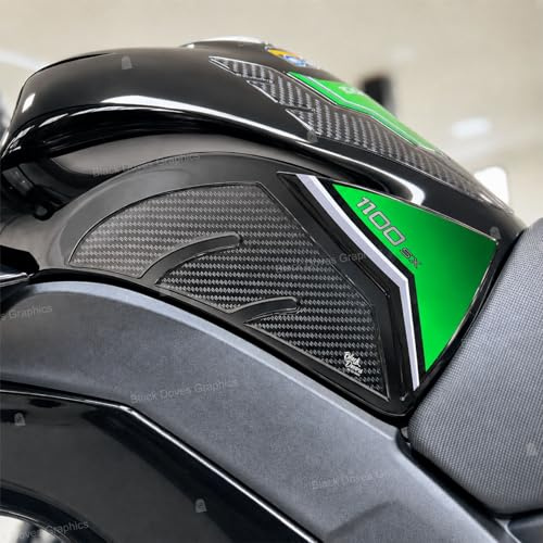Adhesivos resinados 3D protectores compatibles con Kawasaki Ninja 1100 SX 2025 Emerald Blazed Green (laterales del depósito)