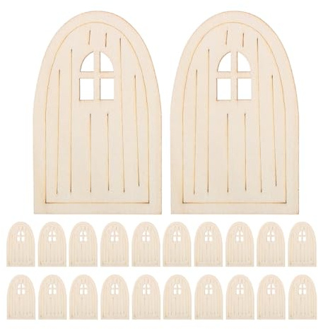 OSALADI Holz Feentür Miniatur Haustür aus Unlackiertem Holz 30 Stück Bastelset für Feengärten Kinderzimmer Deko