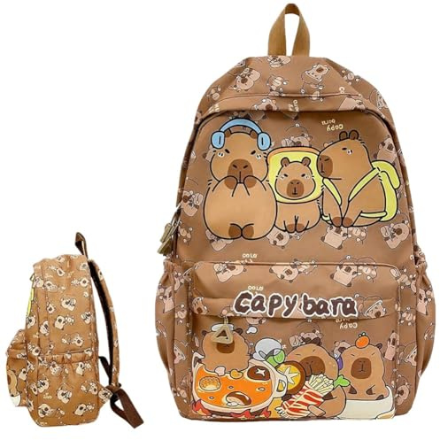 YskerrigToy Capybara Büchertaschen für Kinder, Capybara Kinderrucksack, Tagesrucksäcke,Kinderrucksack Tasche Capybara Rucksack Schule fürJunge Mädchen Geschenk, Khaki