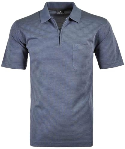 RAGMAN Herren Softknit-Polo mit Zip, fein gestreift Azur-778, M