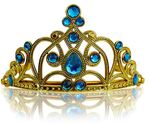 Katara 1682 - Prinzessin Diadem Krone, Verkleidung Kostüm, Fasching Karneval, Haarspange, Gold/Hellblau
