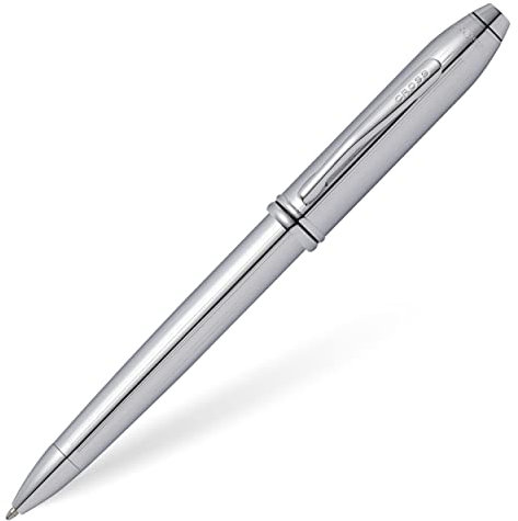 Cross Townsend Kugelschreiber (Strichstärke M, Schreibfarbe: schwarz, nachfüllbar, inkl. Luxus Geschenkbox) Glanz-Chrom