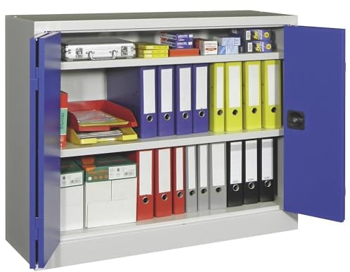 Pavoy | Falttürenschrank | Höhe 1000 mm | Breite 1200 mm | Tiefe 400 mm | grau/blau