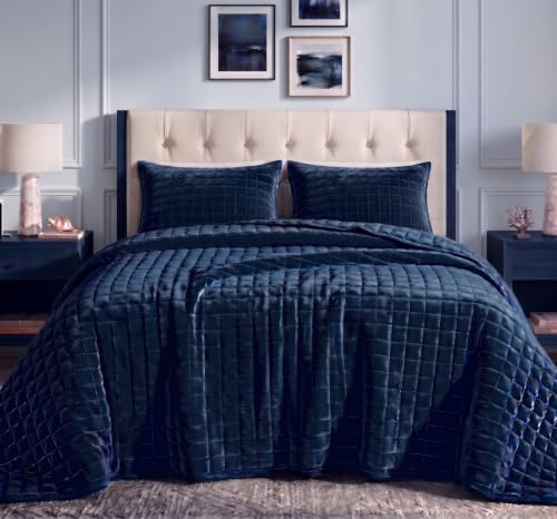 Tribeca Living Luxus-Samt-Bettwäsche-Set für King-Size-Betten, 260 g/m², superweich, Samt, übergroßes Bettdecken-Set, Boxstich, Premium-Tagesdecke, Decke für alle Jahreszeiten, mit 2 Kissenbezügen