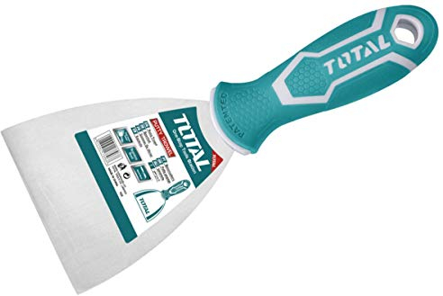 TOTAL - Spatola | 100 mm | Realizzato in acciaio inossidabile | Ideale per lavori edili e di muratura | Per raschiare vernice o carta e stendere intonaco o cemento