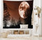 ABAKUHAUS Mond Wandteppich und Tagesdecke, Abstrakt Farbiger Wald aus Weiches Mikrofaser Stoff Waschbar ohne Verblassen Digitaldruck, 230 x 140 cm, Redwood Schwarz