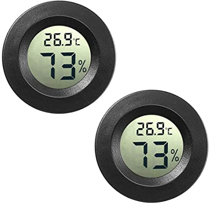 JEDEW Hygrometer Thermometer Digital Humidity Meter Indoor/Outdoor Humidity Monitor Reptile Thermometer for Humidors Greenhouse Garden Cellar Fahrenheit (℉) or Celsius(℃) (schwarz-2 Pack) (2)