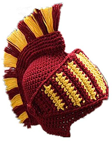 YEKEYI Barbarian Knit Long Beard Hat Adult Viking Fake Hair Wig Visor Knitted Wool Funny Skull Cap Gr. Einheitsgröße, Roman Ritter Hut Wein