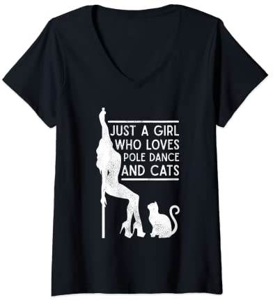 Damen Lustiger Pole Dance And Cats Pole Dance And Cats Pole Dancer T-Shirt mit V-Ausschnitt
