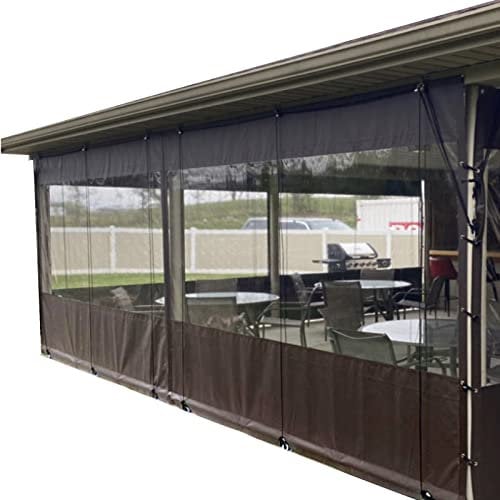 AWSAD Rideau Imperméable Extérieur, Bâche en Plastique Transparent, avec Perforé Panneau de Rideau,pour Pergola, Terrasse, Rideaux Latéraux de La Tente (Color : Gray, Size : 3.5x2.5m)