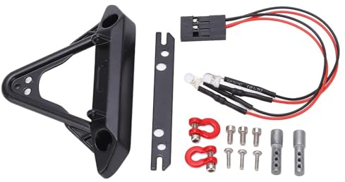 SUNGOOYUE 1/24 RC Auto Frontstoßstange Teil, Hochhärte Eisen Frontstoßstange mit 2LED Design Upgrade Teil für Axial SCX24 RC Autozubehör