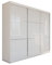 MEBLINI Kleiderschrank, 3 Türen - Schwebetürenschrank mit Kleiderstange - Schlafzimmerschrank mit Einlegeböden - Wardrobe Closet - Viviana - 240 cm - Weiß/Weiß Lacobel