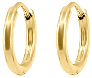 Nuoli® Ohrringe Mini Gold (Durchmesser: 12mm) Creolen ohne Anhänger Damen