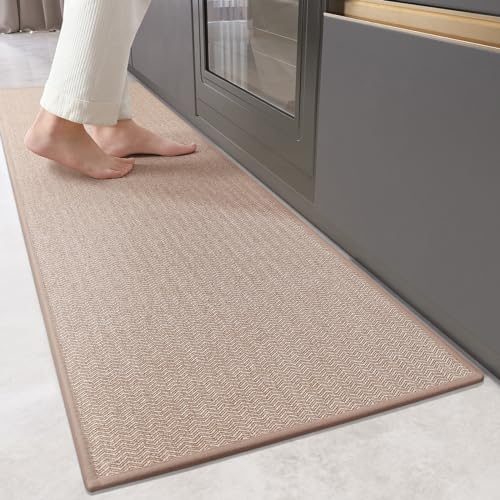 COLOR&GEOMETRY Küchenteppich Waschbar rutschfest 43.5 x 200 cm, Kurzflor Küchenläufer Teppich Flur Läufer, Teppich Modern für Küche, Esszimmer, Wohnzimmer, Korridor (Beige)