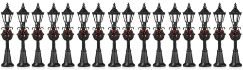 SAFIGLE Accesorios 16 Piezas Lámpara Semáforos Mini Farolas Linterna De Hadas Linterna del Pueblo Poste De Luz del Pueblo Navideño Aldea Navidad El Plastico Miniatura Luz De La Linterna
