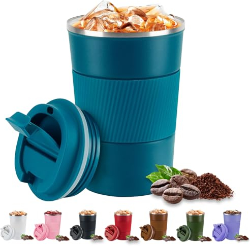 Eastrise Travel Mug,Insulated Coffee Cup with Leakproof Lid,Reusable Travel Coffee Mug,Stainless Steel Coffee Cup for Hot or Cold Drinks(Blue/13oz)