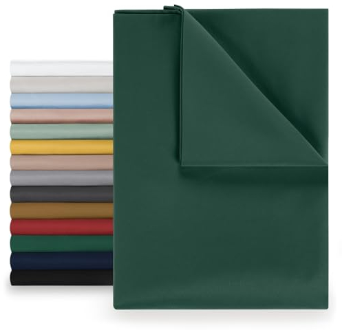 Blumtal® Basic Betttuch 180x275 cm - Bettlaken ohne Gummi - Oeko-TEX zertifiziertes Betttuch ohne Gummi - Leintuch aus gebürstetem Microfaser-Gewebe - Bettlaken ohne Gummizug 180x275cm in Dunkelgrün