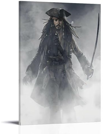Fantasy Movie Pirates of The Caribbean Jack Sparrow Art Poster Dekorative Malerei Leinwand Wandkunst Wohnzimmer Poster Schlafzimmer Malerei,Wandkunst Bilddruck Moderne Familienzimmer Dekor 12x18inch(3