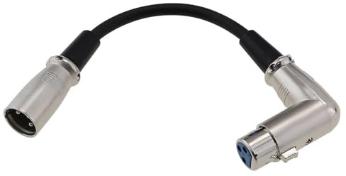 VGOL 90° Angle 3 Pin XLR Microphone Short Cable Male to Female XLR Plug to Socket Microphone Extension Cord for Studio Recording or Live KTV