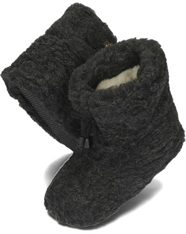 BeComfy Warme Hausschuhe Damen Herren Hüttenschuhe aus Schafwolle Wollhausschuhe Unisex Hausstiefel mit Schnürsenkeln 36-46 (Schwarz, EU Schuhgrößensystem, Erwachsene, Numerisch, M, 41)