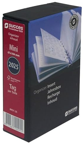 Succes Mini Organizer Jahresbox 2025 1 Tag auf 1 Seite Weiß Deutsch